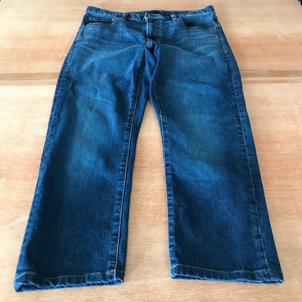 Uniqlo Slim Straight Jeans Men 31x23 Blue Mid Rise Fabric Kaihara Stretch 17858